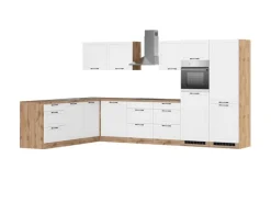 Held Küchen Winkelküche Kempten 360 cm Weiß/Wotan mit E-Geräte