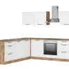 Held Küchen Winkelküche Kempten 240 cm mit E-Geräten Wotan/Weiß