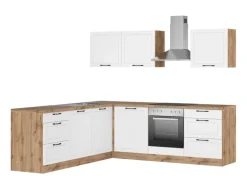 Held Küchen Winkelküche Kempten 240 cm mit E-Geräten Wotan/Weiß
