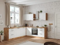 Held Küchen Winkelküche Kempten 240 cm mit E-Geräten Wotan/Weiß