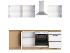 Held Küchen Winkelküche Kempten 240 cm mit E-Geräten Wotan/Weiß