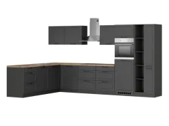 Held Küchen Winkelküche Kempten 360 cm Grau/Graphit mit E-Geräten /autark