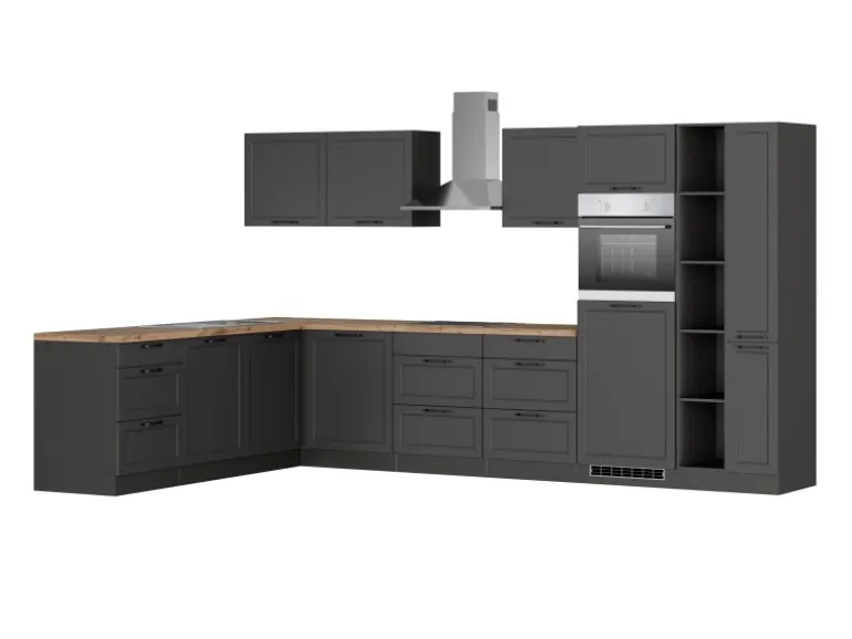 Held Küchen Winkelküche Kempten 360 cm Grau/Graphit mit E-Geräten /autark