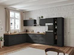 Held Küchen Winkelküche Kempten 360 cm Grau/Graphit mit E-Geräten /autark