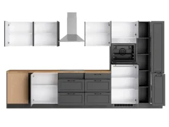 Held Küchen Winkelküche Kempten 360 cm Grau/Graphit mit E-Geräten /autark