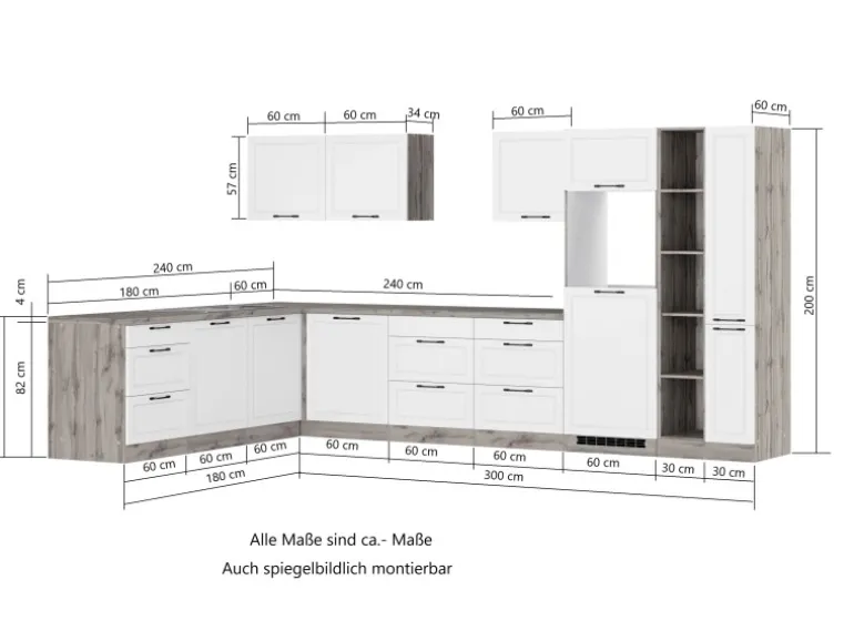 Held Küchen Winkelküche Kempten 360 cm Grau/Graphit mit E-Geräten /autark