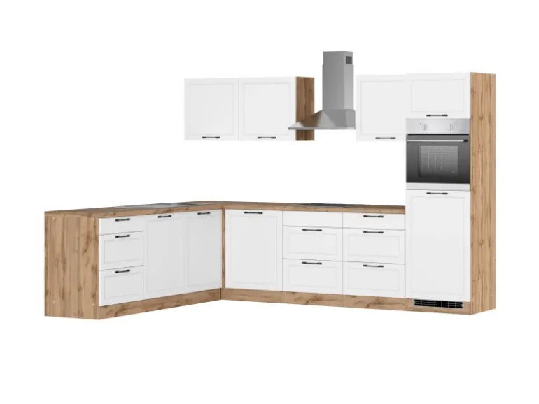 Held Küchen Winkelküche Kempten 300 cm mit E-Geräten Grau/Graphit autark Indukt.