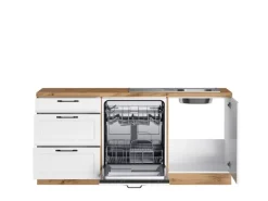 Held Küchen Winkelküche Kempten 300 cm mit E-Geräten Grau/Graphit autark Indukt.