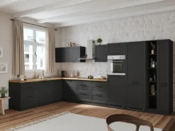 Held Küchen Winkelküche Kempten 420 cm Grau/Graphit mit E-Geräte