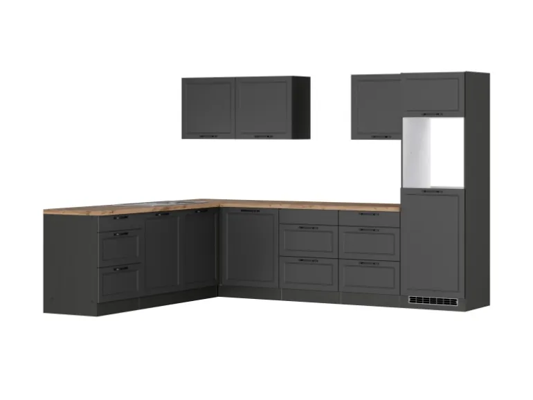Held Küchen Winkelküche Kempten 300 cm Grau/Graphit ohne E-Geräte /autark