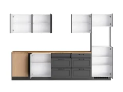 Held Küchen Winkelküche Kempten 300 cm Grau/Graphit ohne E-Geräte /autark