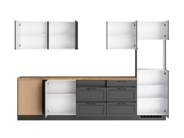 Held Küchen Winkelküche Kempten 300 cm Grau/Graphit ohne E-Geräte /autark