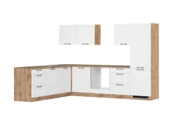 Held Küchen Winkelküche Kempten 300 cm ohne E-Geräte Wotan/Weiß
