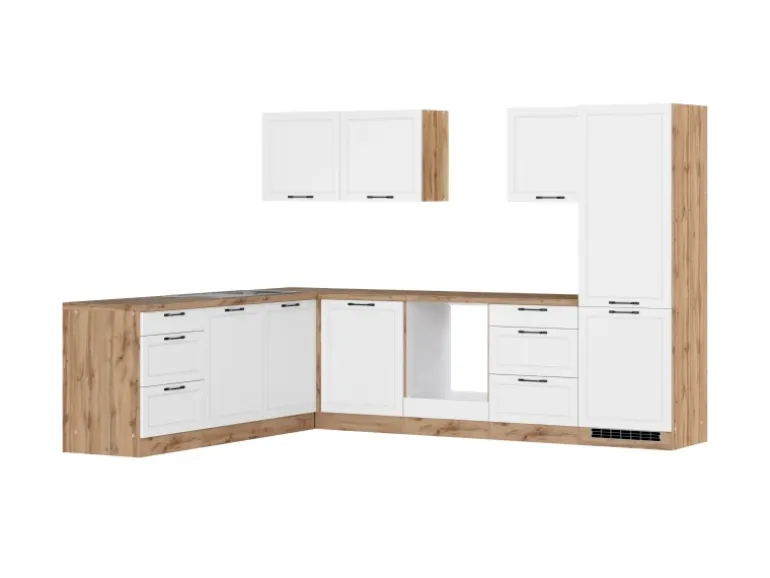 Held Küchen Winkelküche Kempten 300 cm ohne E-Geräte Wotan/Weiß