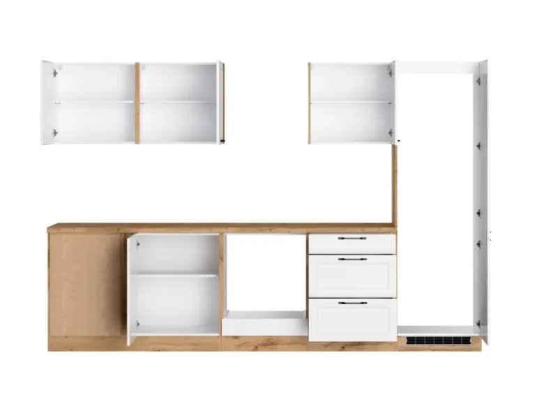 Held Küchen Winkelküche Kempten 300 cm ohne E-Geräte Wotan/Weiß