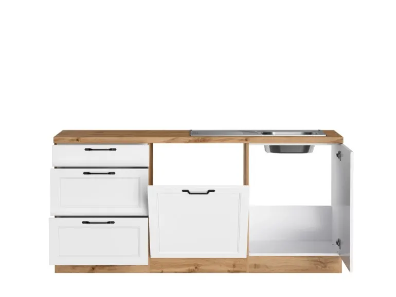 Held Küchen Winkelküche Kempten 300 cm ohne E-Geräte Wotan/Weiß