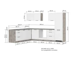 Held Küchen Winkelküche Kempten 300 cm ohne E-Geräte Wotan/Weiß