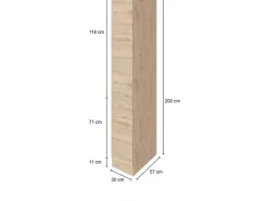 Held Möbel Apothekerschrank Sorrento 30x200x60cm 2 Auszüge Wotaneiche