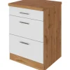 Held Möbel Küchen-Auszugsschrank Sorrento 50x85x60cm  2 Ausz. Weiß-WotanEiche