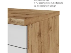 Held Möbel Küchen-Auszugsschrank Sorrento 50x85x60cm 2 Ausz. Weiß-WotanEiche