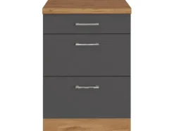 Held Möbel Küchen-Auszugsschrank Sorrento 50x85x60cm  2 Ausz. Anthr.-Wotan.