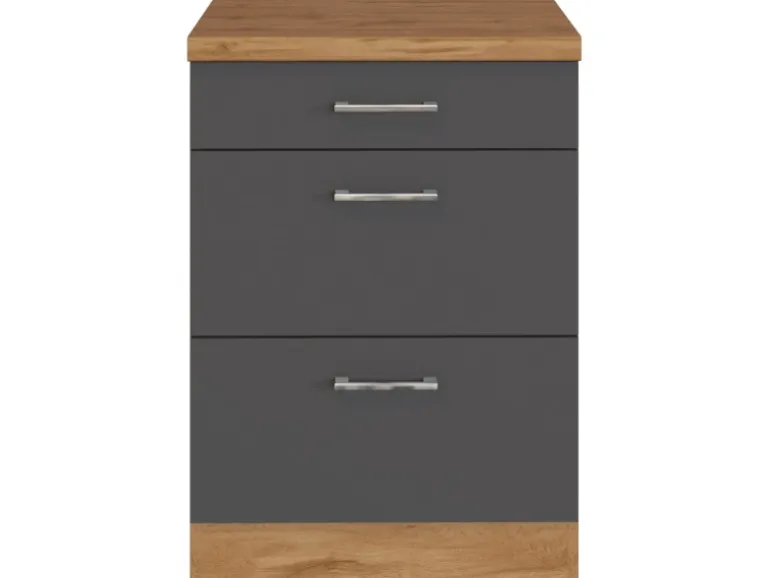 Held Möbel Küchen-Auszugsschrank Sorrento 50x85x60cm 2 Ausz. Anthr.-Wotan.