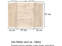 Held Möbel Küchen-Eck-Hängeschrank Sorrento BxHxT 60x57x60cm Anthra.-WotanEiche