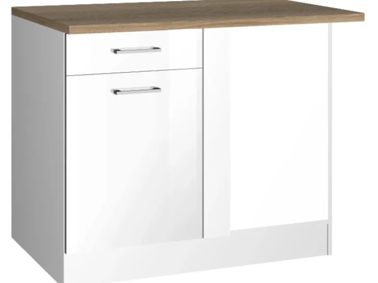 Held Möbel Küchen-Eckschrank Mailand 110 cm Hochglanz Weiß/Weiß