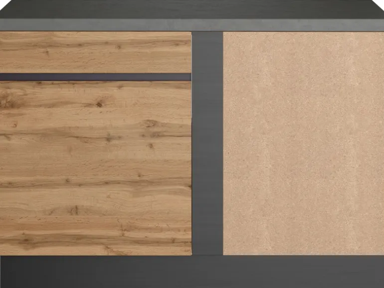 Held Möbel Küchen-Eckschrank Turin 120 cm Wotaneiche/Graphit