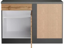 Held Möbel Küchen-Eckschrank Turin 120 cm Wotaneiche/Graphit