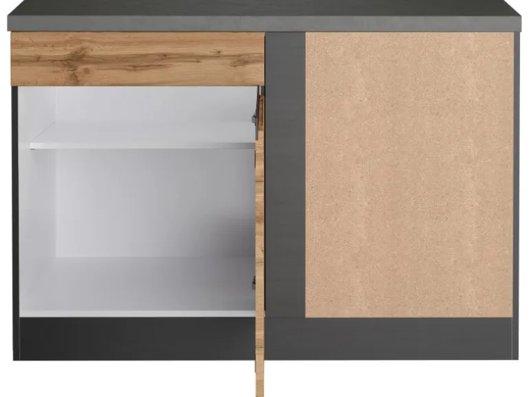 Held Möbel Küchen-Eckschrank Turin 120 cm Wotaneiche/Graphit