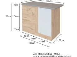 Held Möbel Küchen-Eck-Unterschrank Sorrento 110x85x60cm m. Wotaneic.