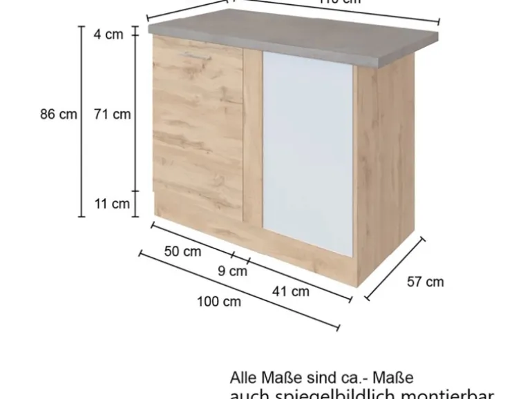 Held Möbel Küchen-Eck-Unterschrank Sorrento 110x85x60cm m. Wotaneic.