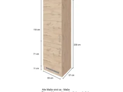 Held Möbel Küchen-Gefrierschrankumbau Sorrento B60 x H200 x T60 cm Wotaneiche