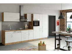 Held Möbel Küchen-Gefrierschrankumbau Sorrento 60x200x60 cm Weiß-WotanEiche