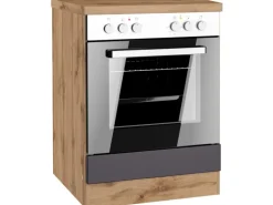 Held Möbel Küchen-Herdumbauschrank Turin 60 cm Graphit/Wotaneiche