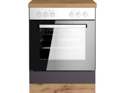 Held Möbel Küchen-Herdumbauschrank Turin 60 cm Graphit/Wotaneiche