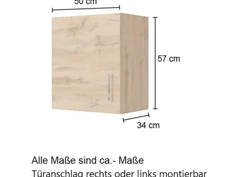 Held Möbel Küchen-Hängeschrank Sorrento BxHxT 50x57x34cm Anthrazit-Wotaneiche