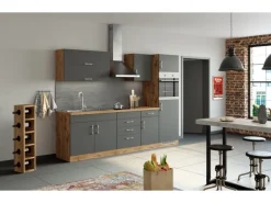 Held Möbel Küchen-Hängeschrank Sorrento BxHxT 50x57x34cm Anthrazit-Wotaneiche
