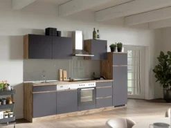 Held Möbel Küchen-Hängeschrank Turin 60 cm Graphit/Wotaneiche