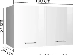 Held Möbel Küchen-Hängeschrank Mailand 100 cm Hochglanz Weiß/Weiß