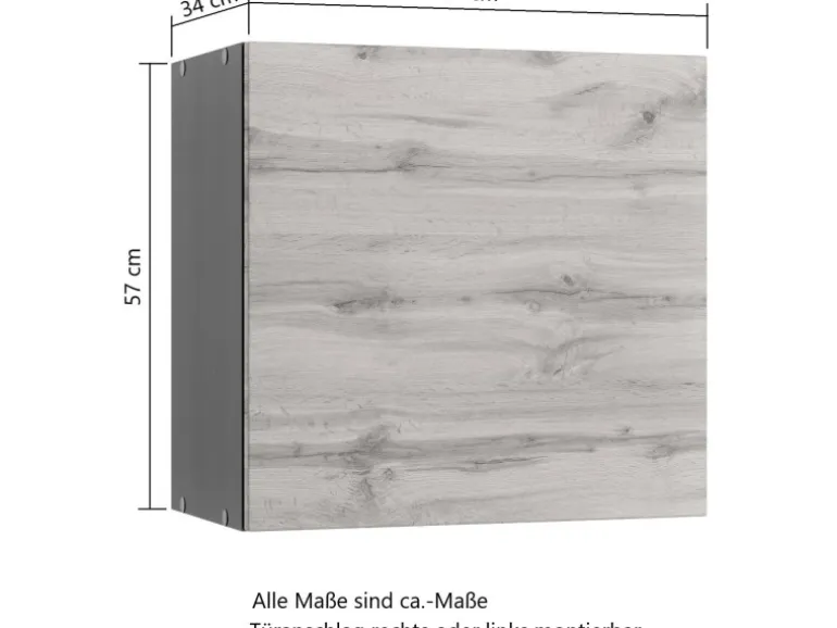 Held Möbel Küchen-Hängeschrank Turin 60 cm Wotaneiche/Graphit