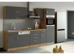 Held Möbel Küchen-Hängeschrank Sorrento BxHxT 40x57x34cm Anthrazit-Wotaneiche