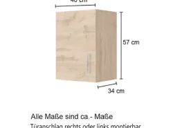 Held Möbel Küchen-Hängeschrank Sorrento BxHxT 40x57x34cm Anthrazit-Wotaneiche