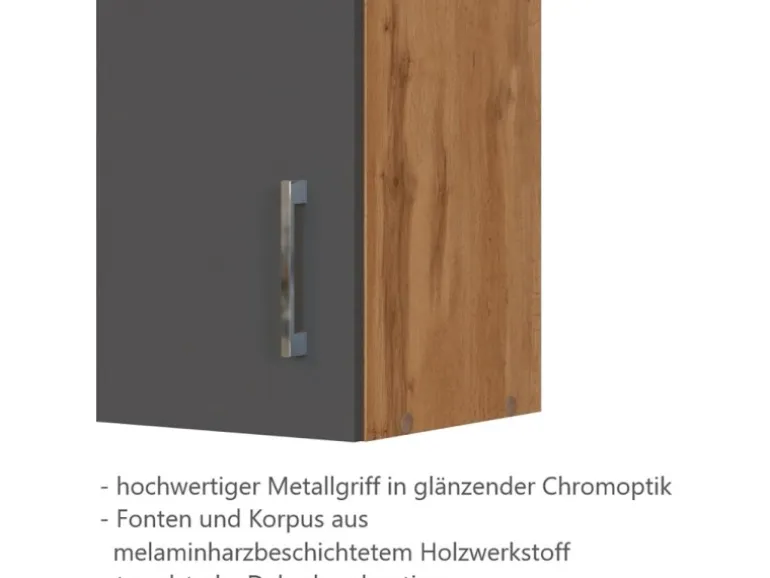 Held Möbel Küchen-Hängeschrank Sorrento BxHxT 40x57x34cm Anthrazit-Wotaneiche
