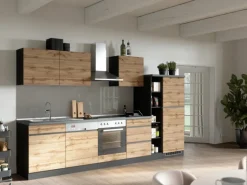 Held Möbel Küchen-Kühlschrankumbauschrank Turin 60 cm Wotaneiche/Graphit