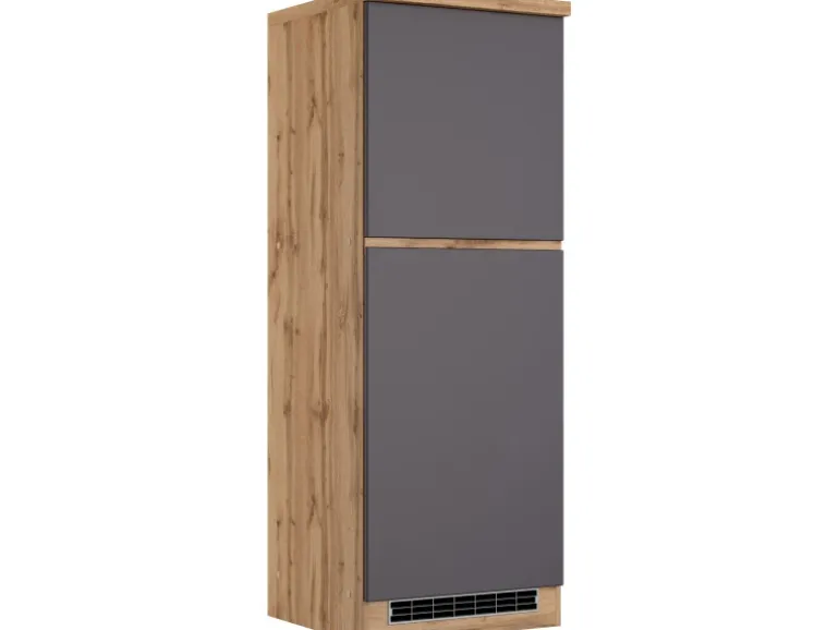 Held Möbel Küchen-Kühlschrankumbauschrank Turin 60 cm Graphit/Wotaneiche