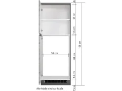 Held Möbel Küchen-Kühlschrankumbauschrank Turin 60 cm Graphit/Wotaneiche