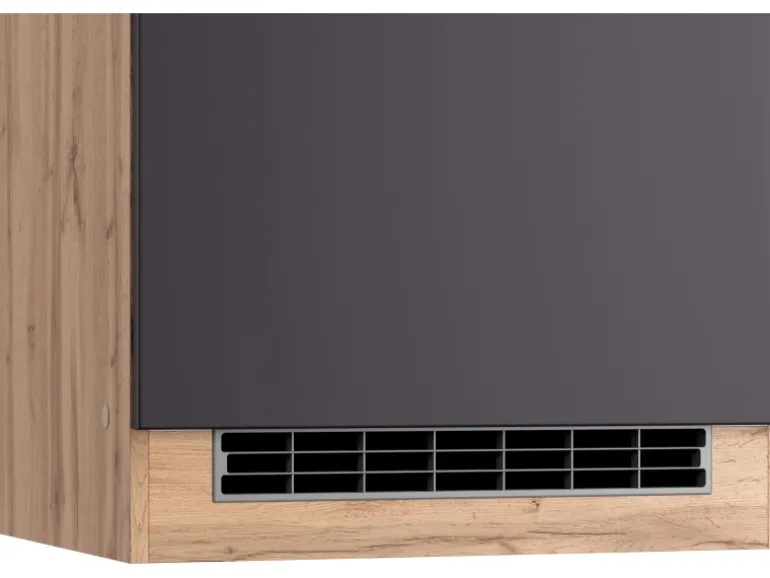 Held Möbel Küchen-Kühlschrankumbauschrank Turin 60 cm Graphit/Wotaneiche