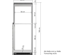 Held Möbel Küchen-Kühlschrank/Ofenumbauschrank  Turin 60 cm Wotaneiche/Graphit